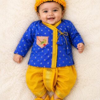 Bara bandi kurta with dhoti set - Royal Blue