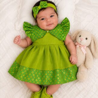 Tissue silk frock ( Fresh Parrot Green )
