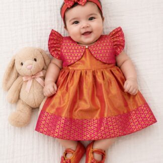 Tissue silk frock ( Peach Pink )