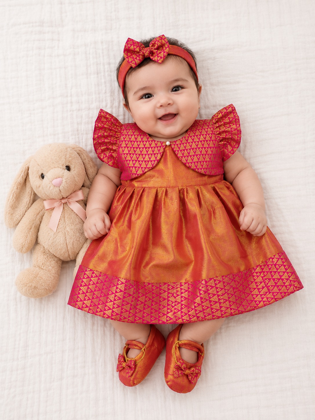 Tissue silk frock ( Peach Pink )