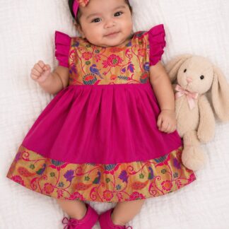 Paithani Frock ( Rani Pink )