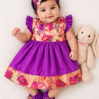 Paithani Frock ( Vibrant Violet )