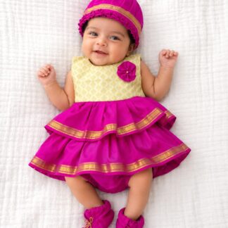 Silk Frill Frock ( Rani - Dark Pink )