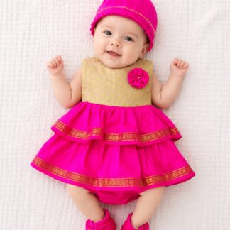 Silk Frill Frock ( Magenta )