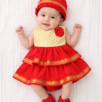 Silk Frill Frock ( Red )