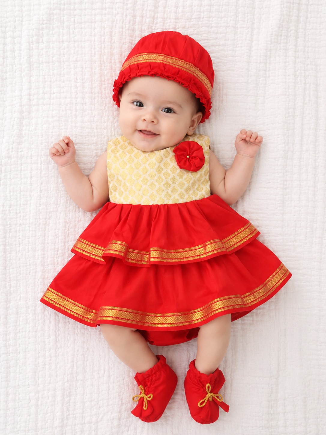 Silk Frill Frock ( Red )