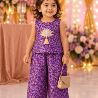 Dhoti & Palazzo Cord Set - Violet