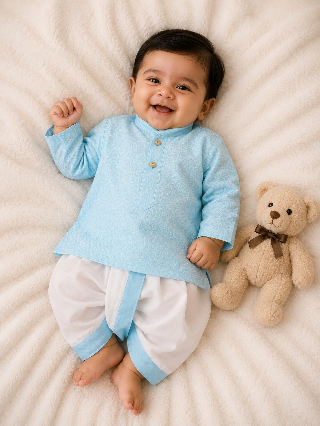 Chikankari Kurta with Cotton Dhoti Set