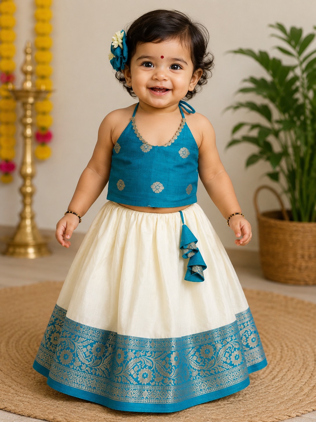 Halter Neck Top with Cotton Silk Polk