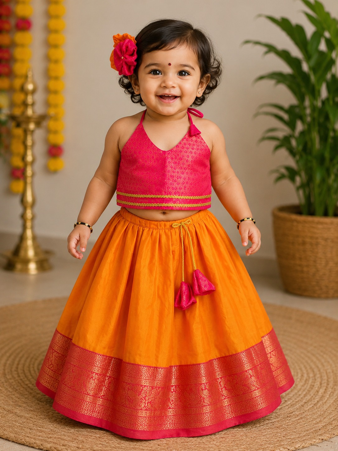Halter Neck Top with Cotton Silk Polk