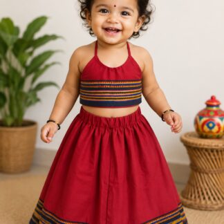 Halter Neck Top with Cotton Silk Polk