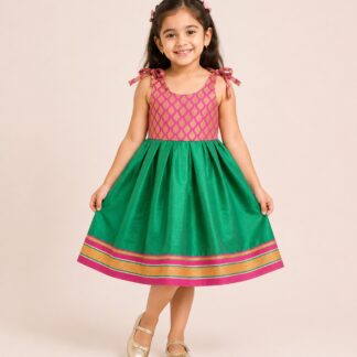 Tissue Silk Shoulder Tie-Up Frock