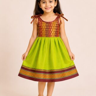 Tissue Silk Shoulder Tie-Up Frock