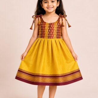 Tissue Silk Shoulder Tie-Up Frock