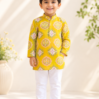 Jay Printed Kurta in Yellow